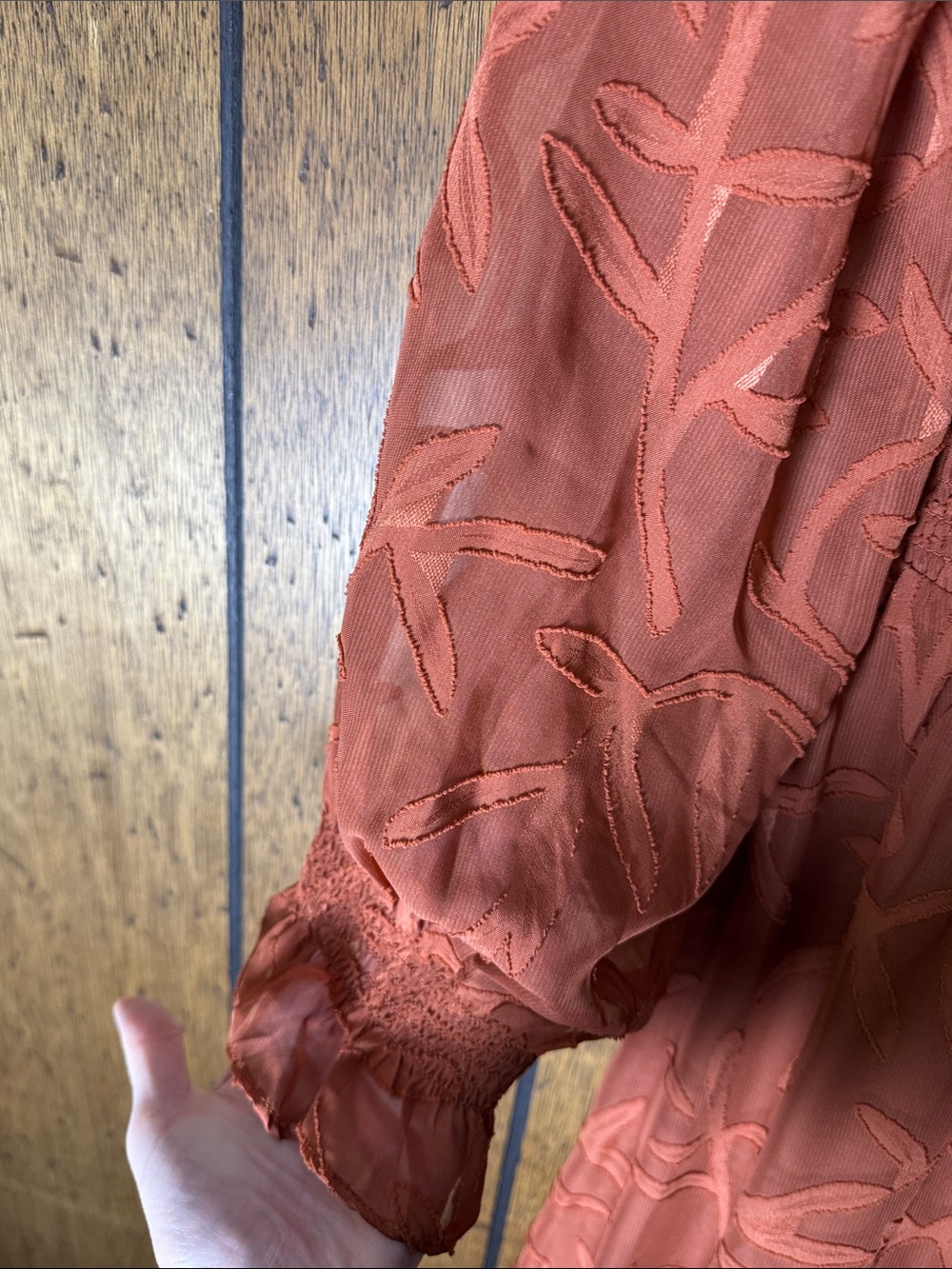 Baltic Born Bridget Textured Rust Leaf-Print Maxi Dress - Picture 6 of 7